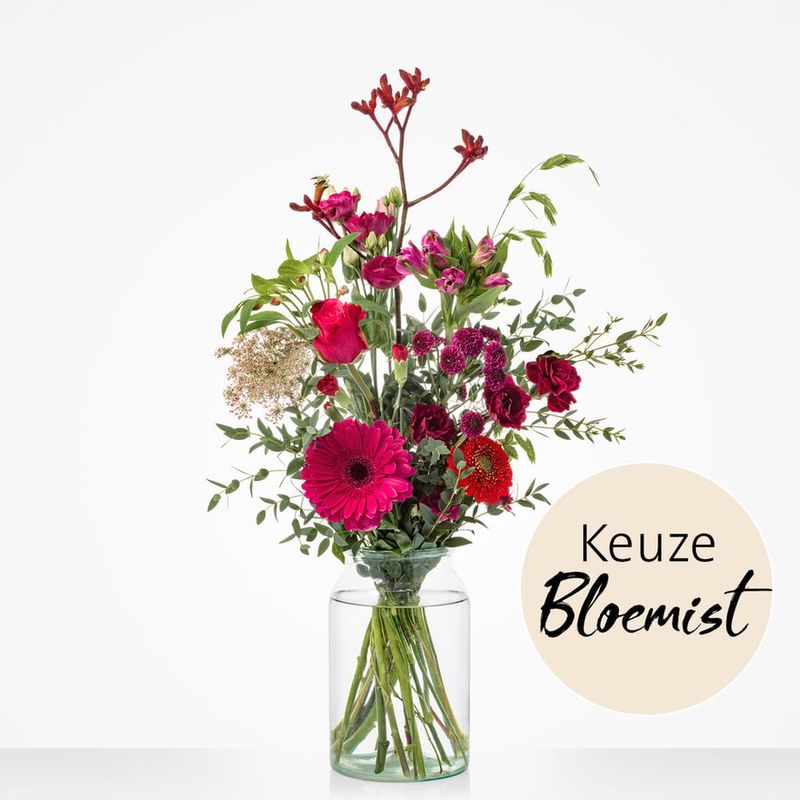 Plukboeket rood - Keuze bloemist
