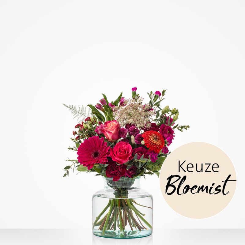 Rond boeket rood - Keuze bloemist