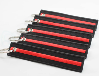 Police & Fire Items Keychain Red Line
