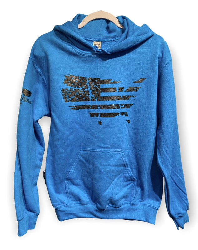 US Shaped Flag Hoodie Blue US Shaped Flag Hoodie Blue