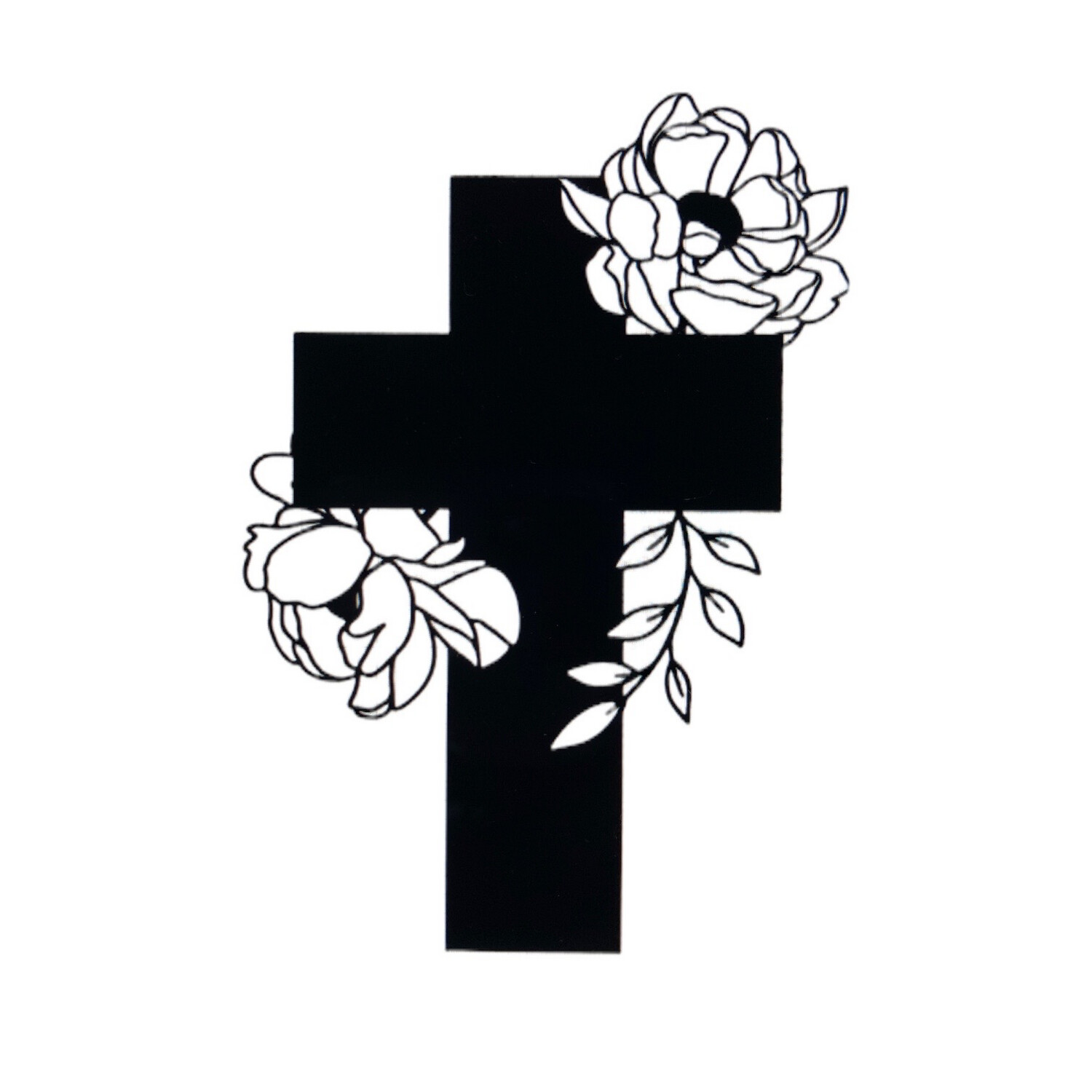 Cross w/Flowers Decal