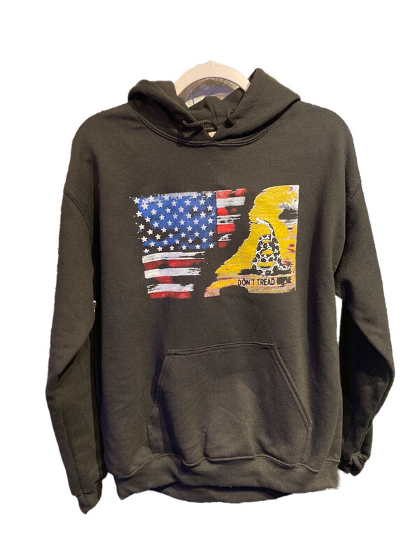 USA and Gadsden Split Flag Hoodie Black