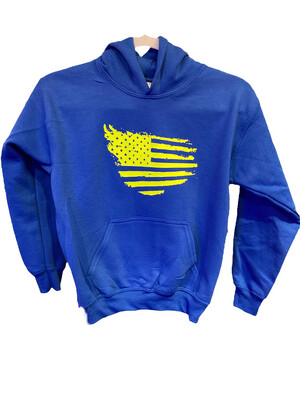 Fluorescent Flag Youth Hoodie- Blue 