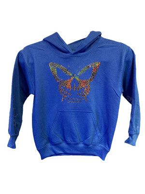 Skull Butterfly Youth Hoodie Blue