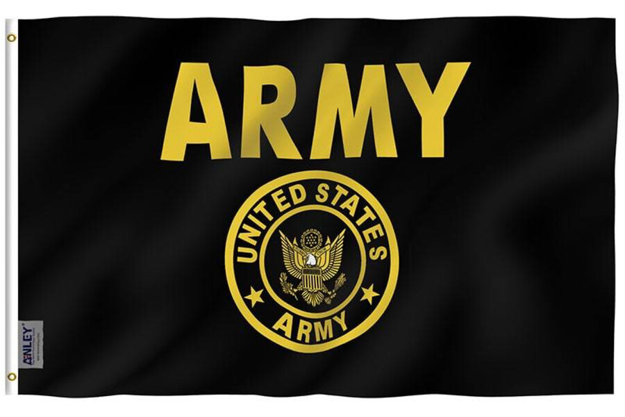 Flags 3X5 Army Black w/Army Crest
