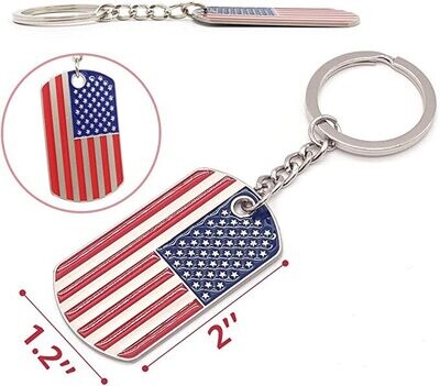 Metal Dog Tag Keychain, American Flag