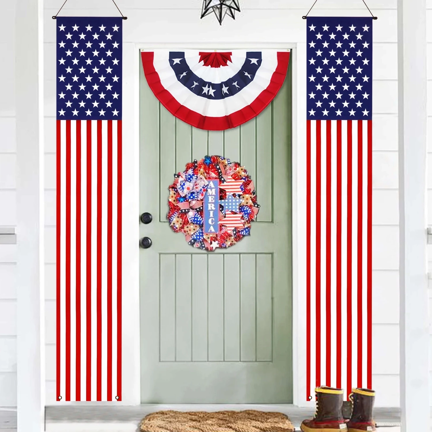 American Flag Door Banner (2 Pieces) Garden Flag 