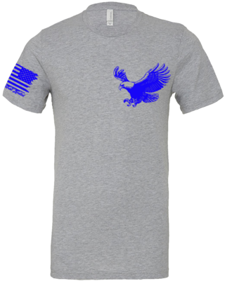 Flag w/ Eagle S/S Grey w/ Blue