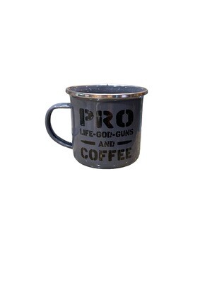 Blackout Coffee PRO Life-God-Guns Enamel Steel Mug