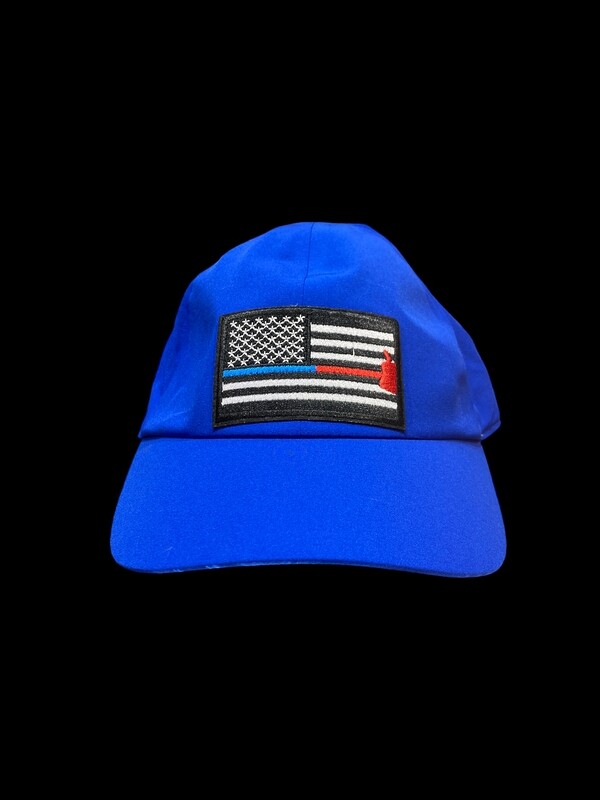 Embroidered Patch Hats - Red/Blue Line Flag Blue 