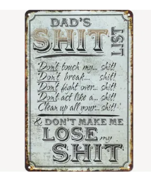 Dad's Shit List Metal Sign
