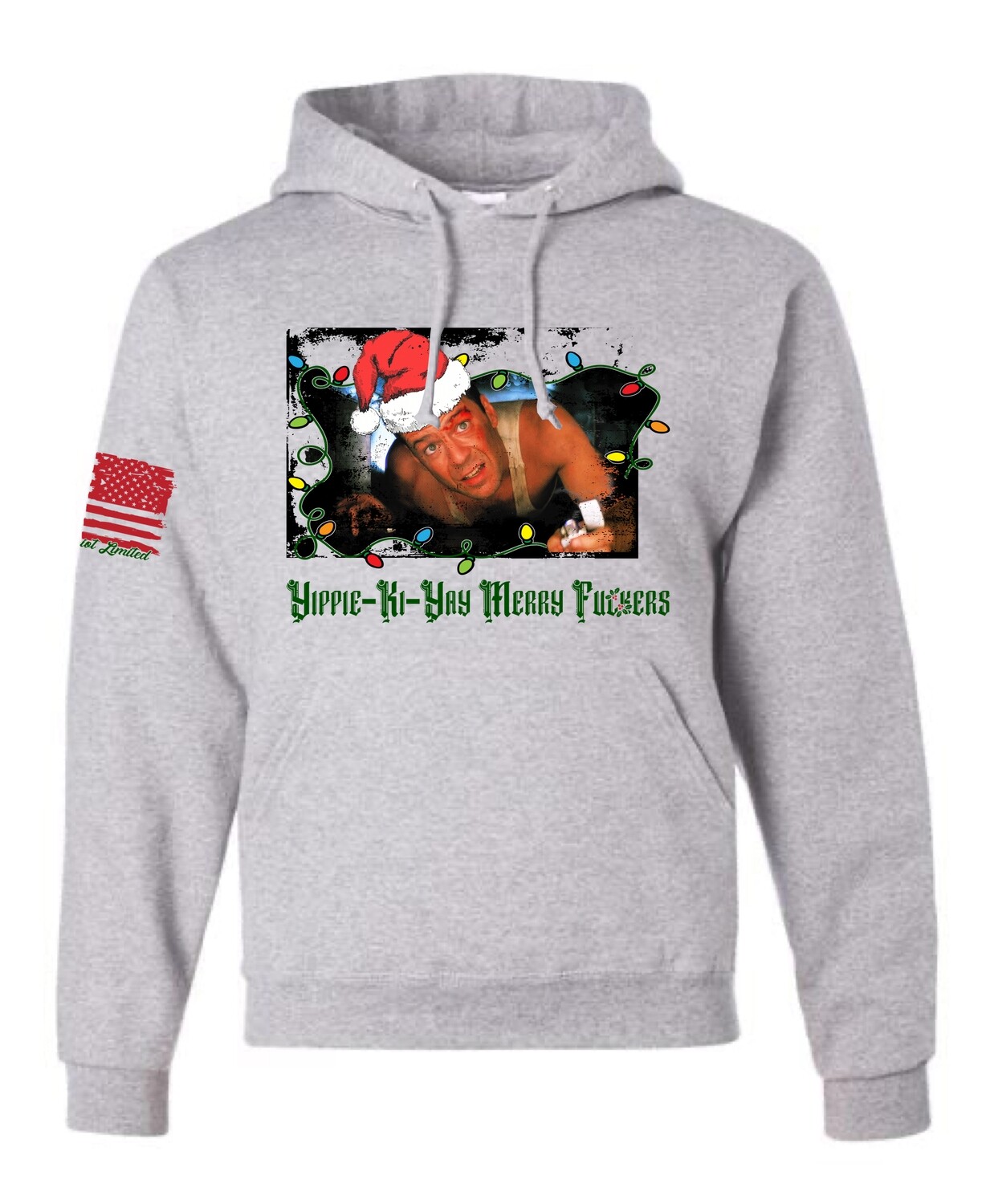 Full Yippie Ki Yay Hoodie Ash Grey