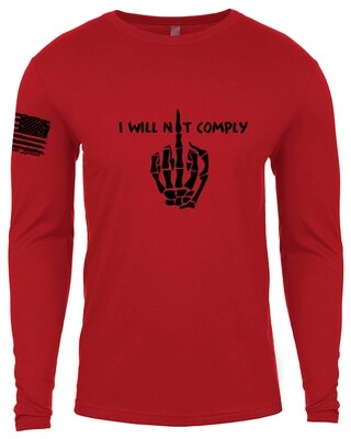 I Will Not Comply L/S Red/Grey