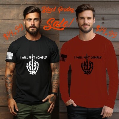 I Will Not Comply L/S Red/Grey BF