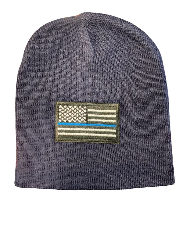 Blue Line Flag Beanie ( Uncuffed 8" )