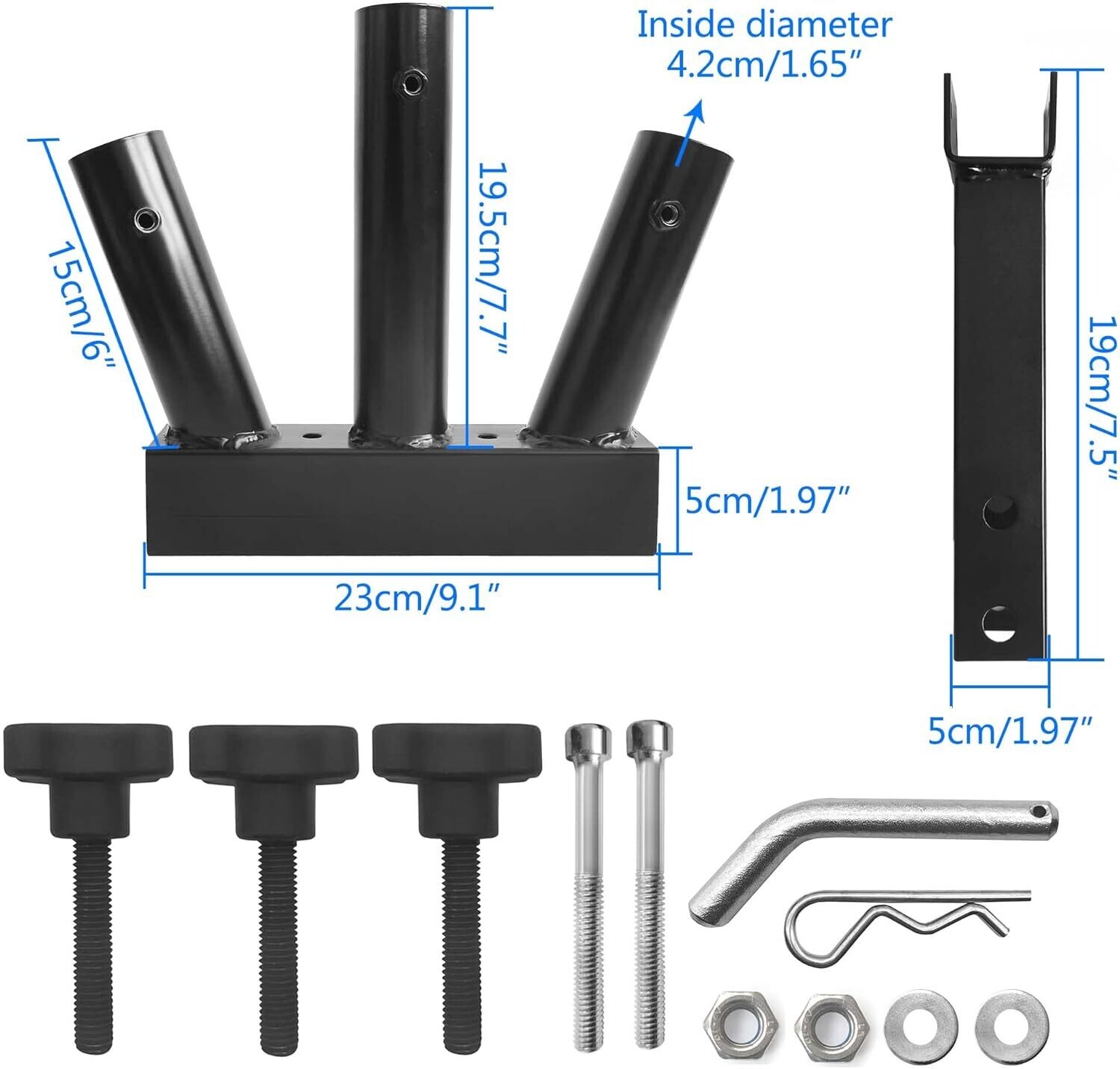 Triple Hitch Mount Flag Pole Holder 2" Receiver