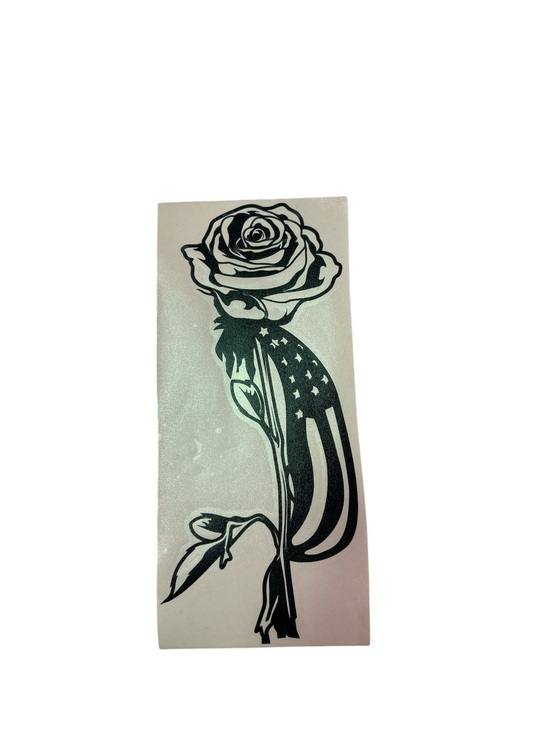 Long Stem Rose W/ Flag 11.5" Decal