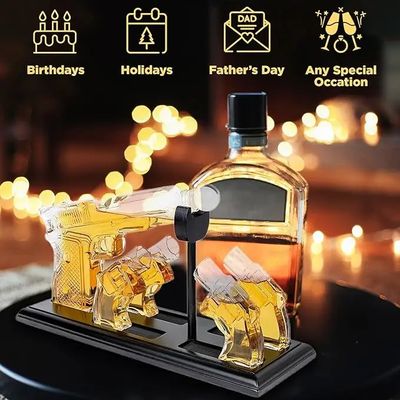 Bezrat Pistol Whiskey Decanter with Glass Set