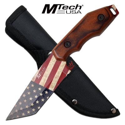 MTech American Fixed Blade Brown Pakka Wood Handle