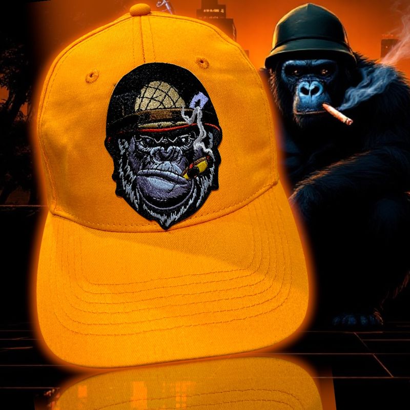 Embroidered Patch Hats - Cigar Gorilla Orange Hat