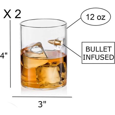 Bezrat Bullet Whiskey Glasses 2 Pack