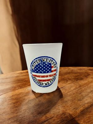 United We Stand Devided We Fall Frosted Shot Glass