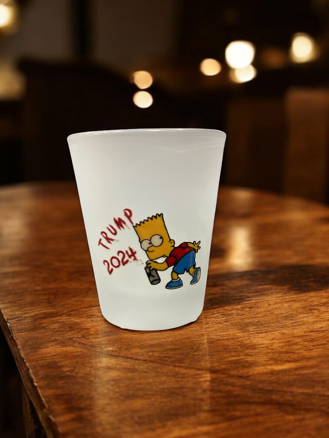 Bart Simpson Trump 2024 Frosted Shot Glass