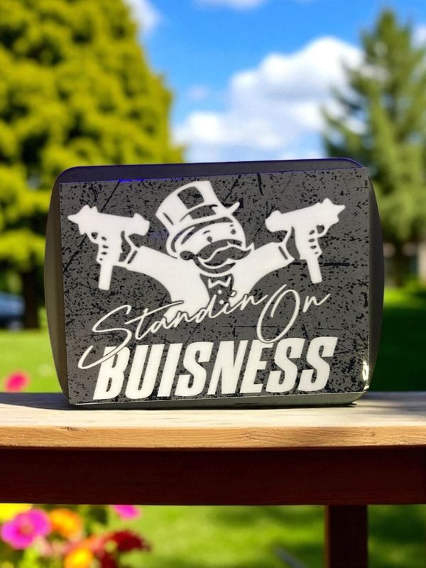 Black Metal Hitch Cover 3"X4"X2" (Standing On Business)