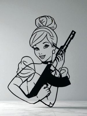 Cinderella w/Gun Decal 8 Cinderella w/Gun Decal 8"