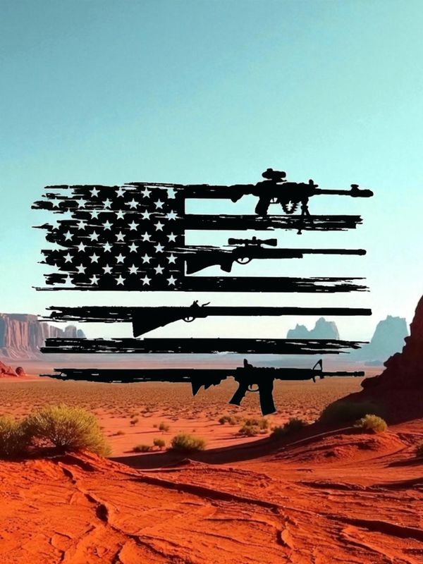 Tattered Rifle Flag Decal 10"