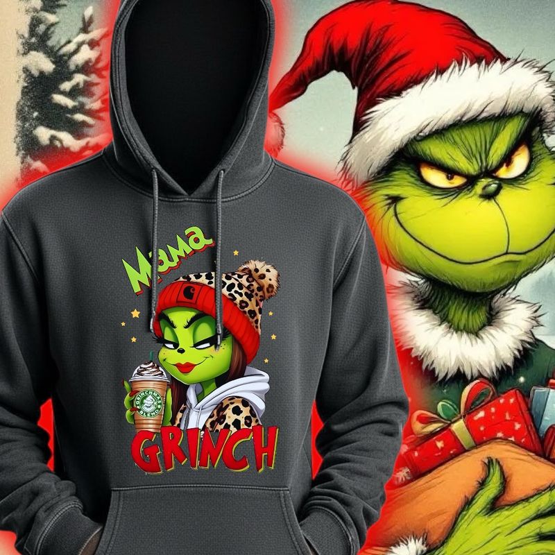 Mama Grinch Hoodie Grey