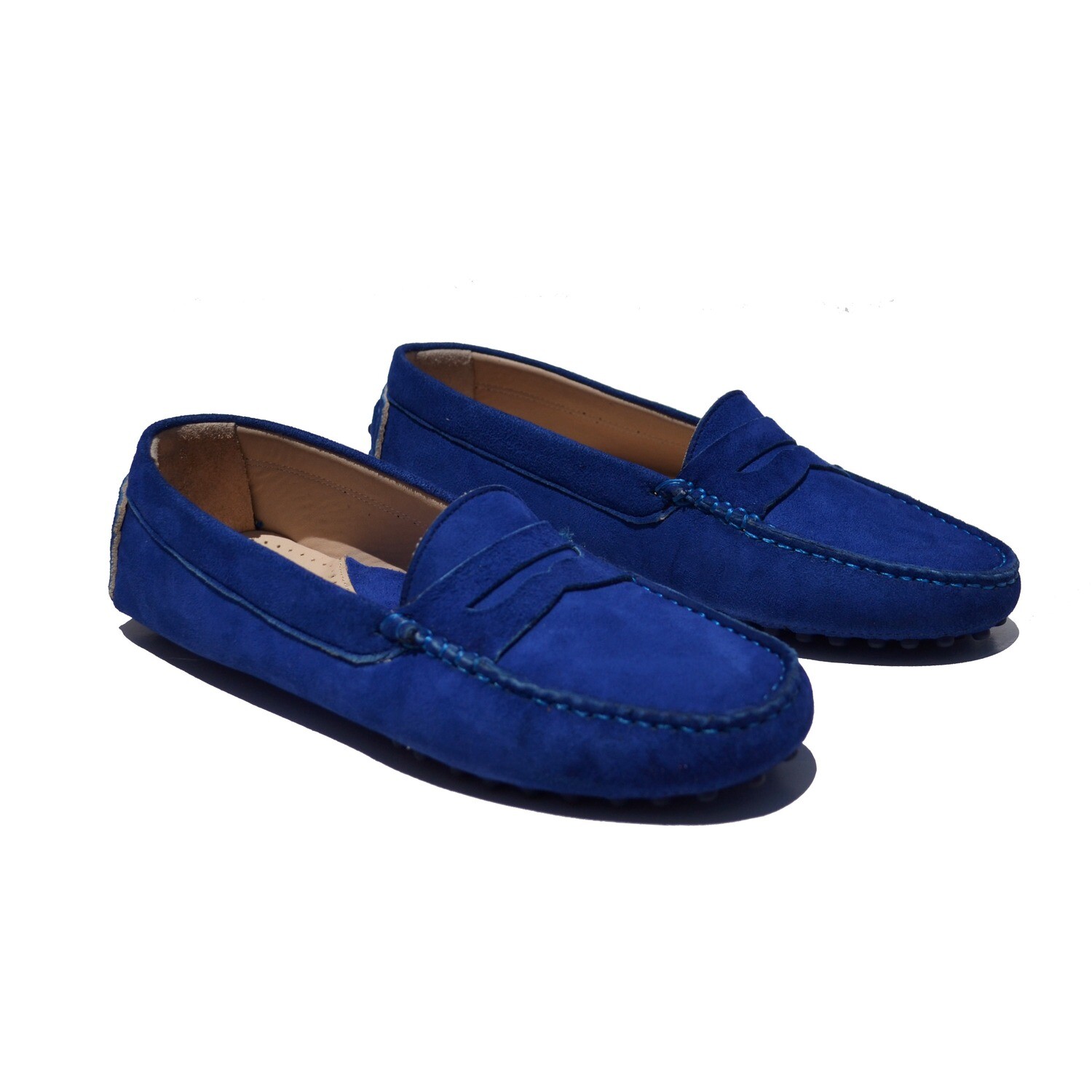 Mocassins Daim Bleu