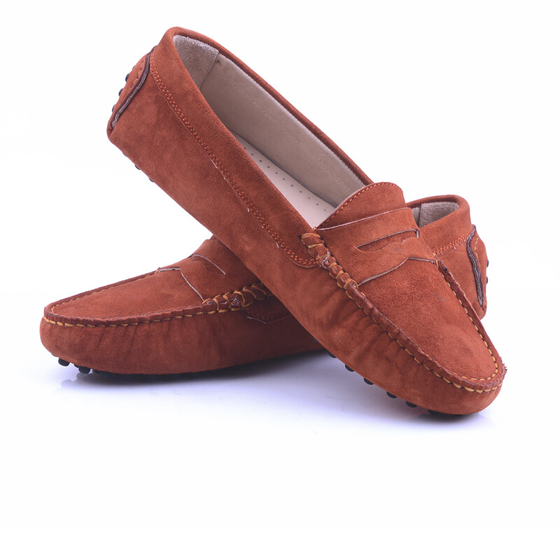 Mocassin Daim Orange Foncé