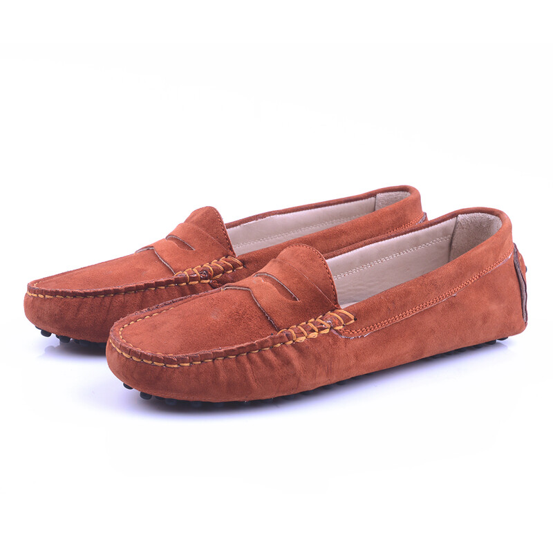 Mocassin Daim Orange Foncé