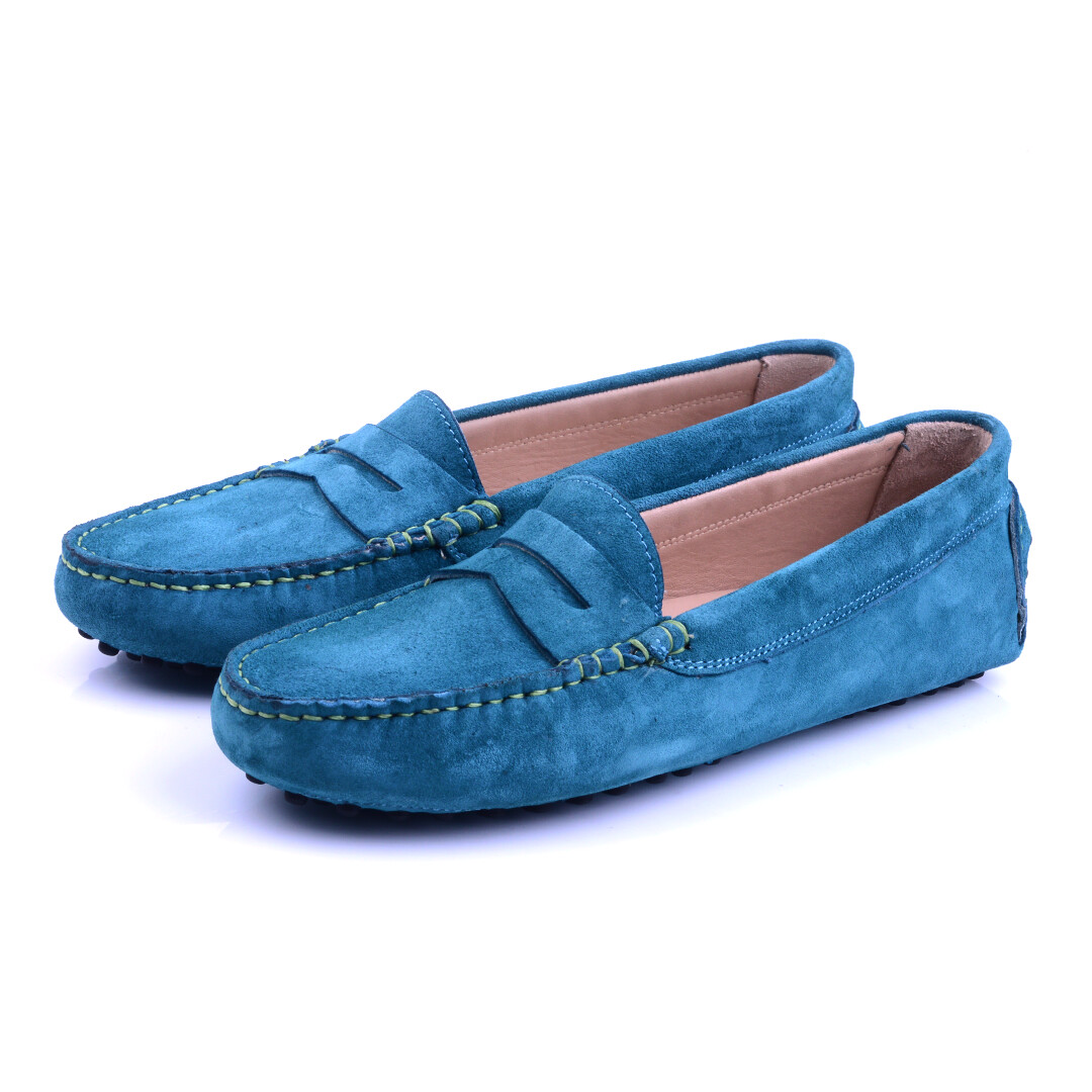 Mocassin Daim Vert Bleu