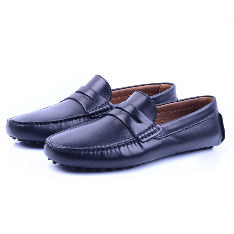 mocassin a picot Cuir Noir