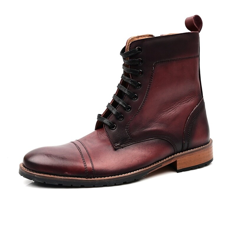 Bottes a lacet et fermeture eclair Bordeau