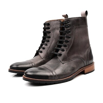 Bottes a lacet et fermeture eclair Gris