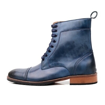 Bottes a lacet et fermeture eclair Bleu