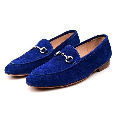 Mocassin classique en daim bleu roi