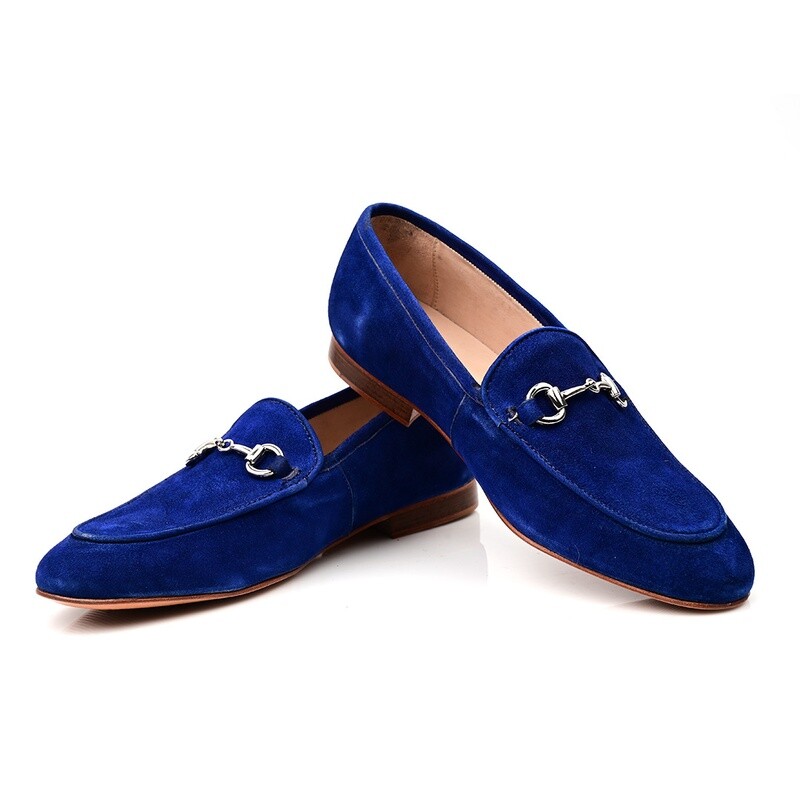 Mocassin classique en daim bleu roi