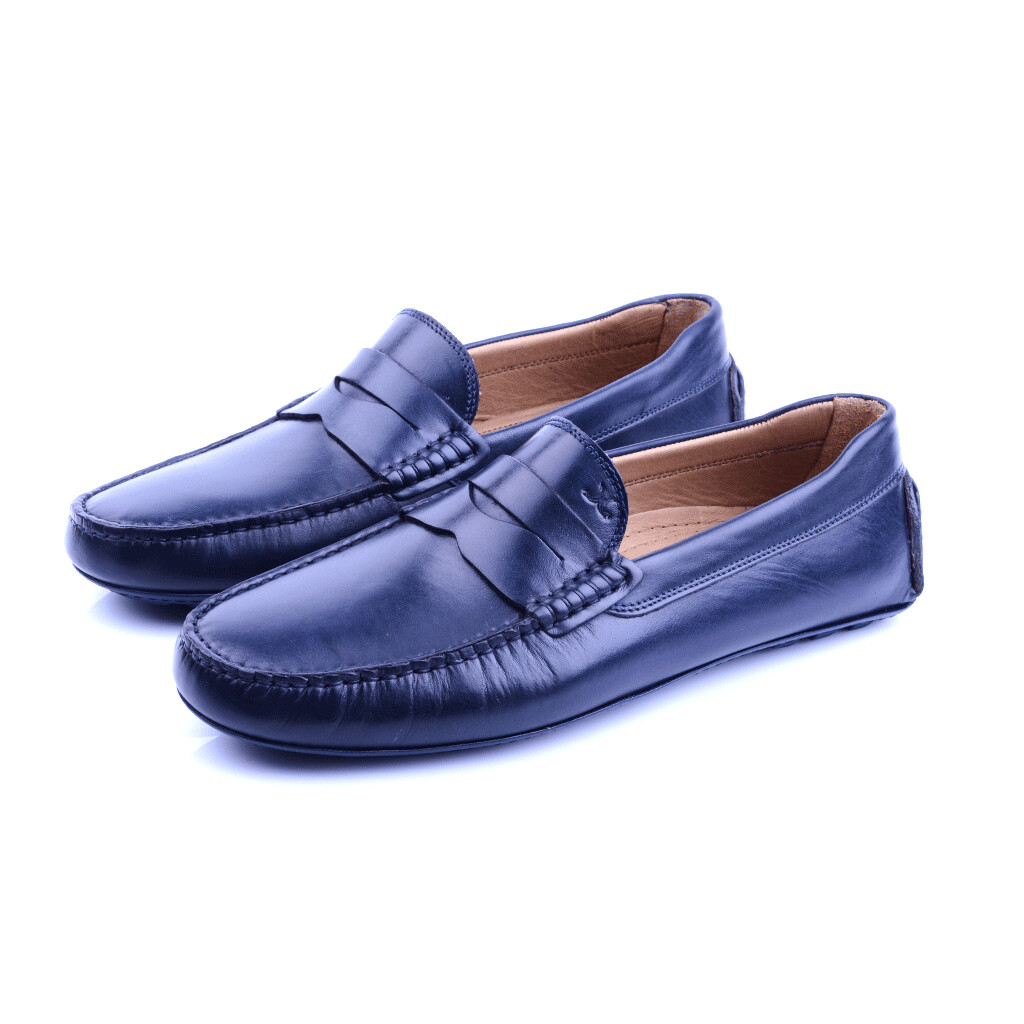Mocassin Cuir BLEU MARINE