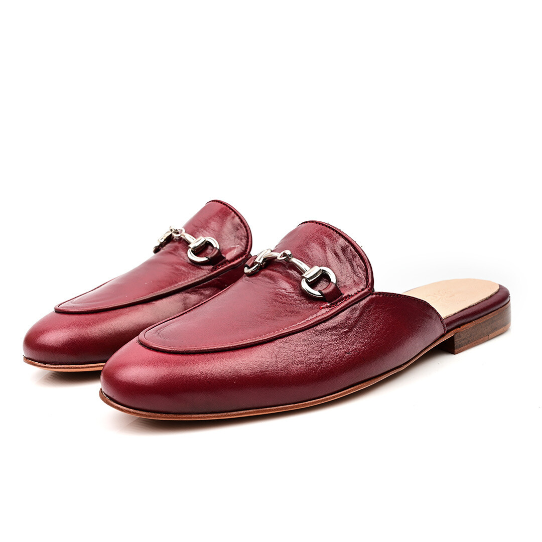 Mule Cuir Bordeau