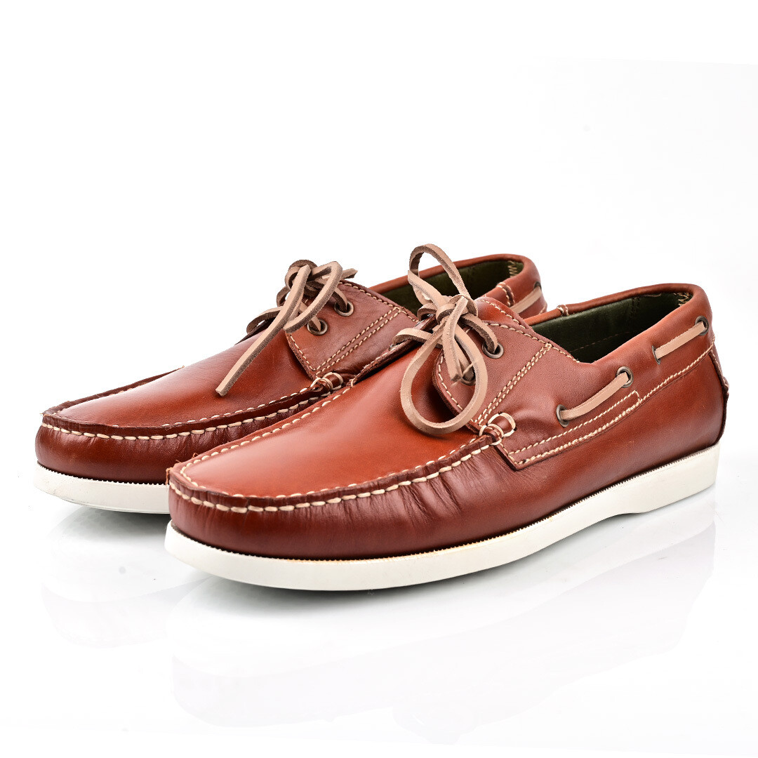 Bateau Marron Claire Avec  Lacet Beige