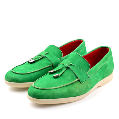 Mocassin plat Daim VERT