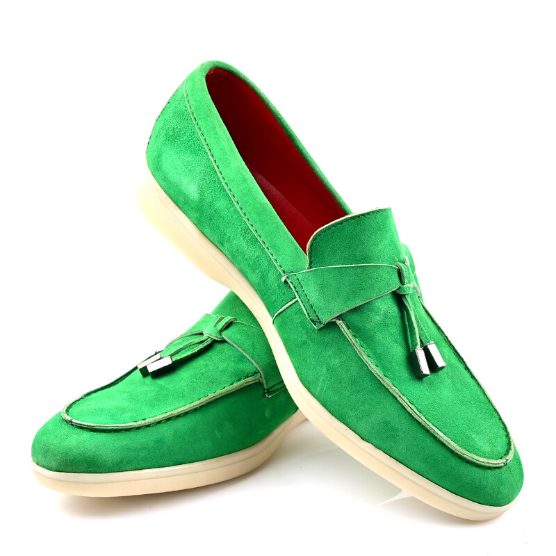 Mocassin plat Daim VERT