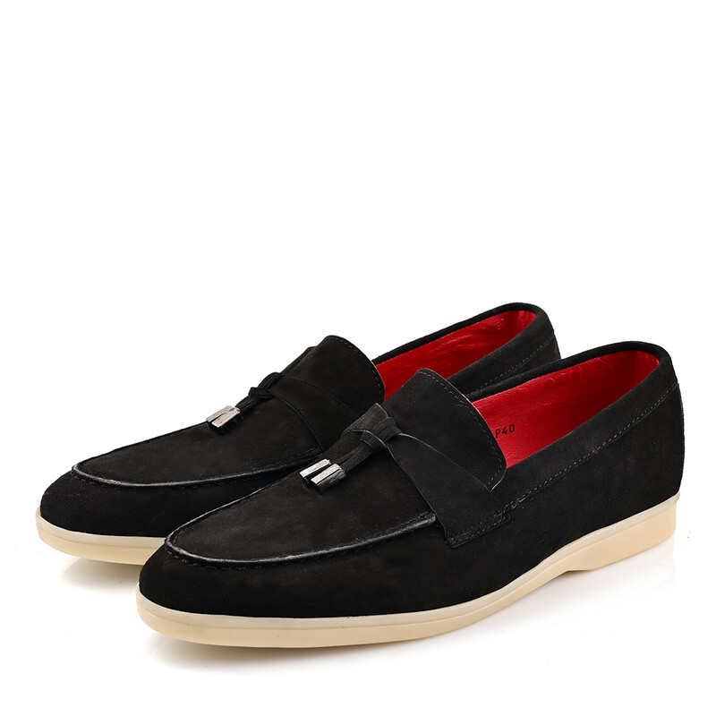 Mocassin plat Daim NOIR