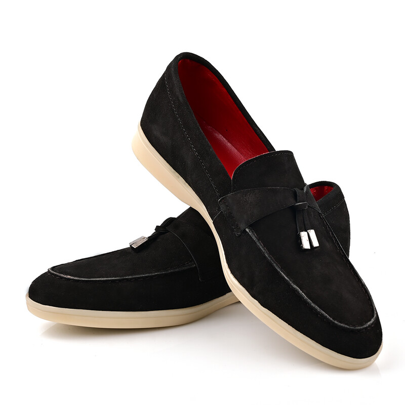 Mocassin plat Daim NOIR