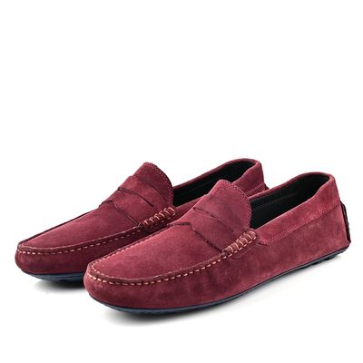 Mocassin Daim Bordeau