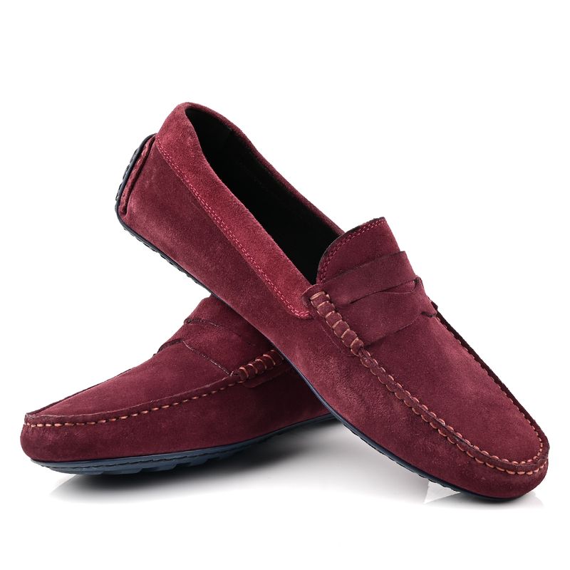 Mocassin Daim Bordeau